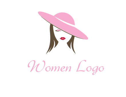 head of woman with tilted fancy hat fashion logo icon