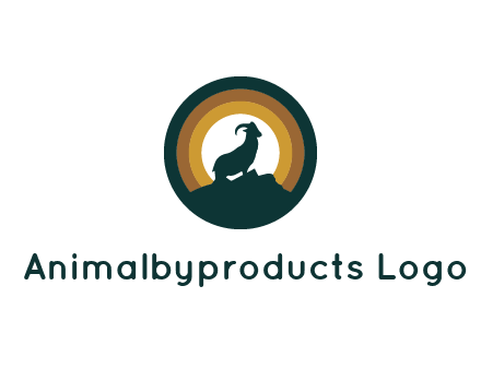 mountain goat silhouette standing on cliff in circle