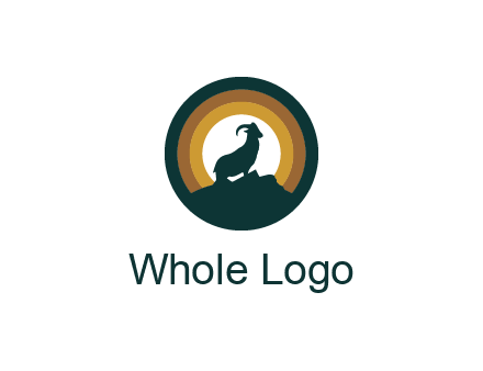 mountain goat silhouette standing on cliff in circle