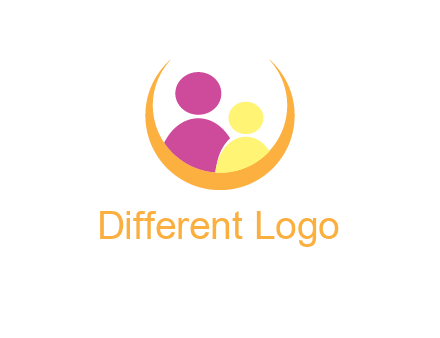 people inside crescent moon symbol