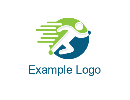 two tone circle behind man icon running