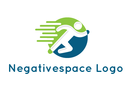 two tone circle behind man icon running