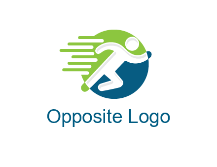 two tone circle behind man icon running