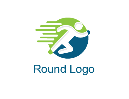 two tone circle behind man icon running