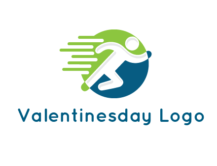 two tone circle behind man icon running