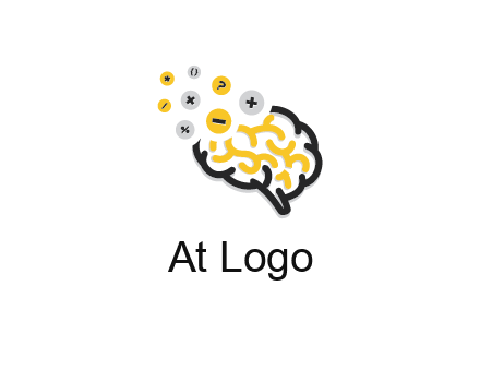 mathematics symbols from line art brain