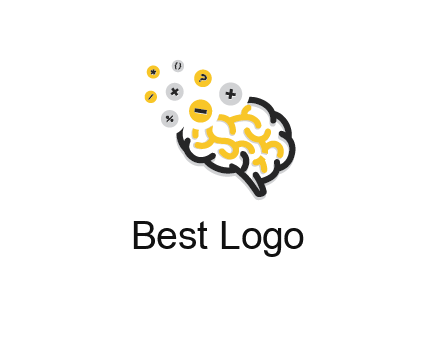 mathematics symbols from line art brain