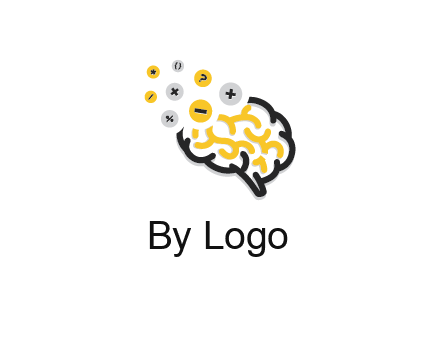 mathematics symbols from line art brain