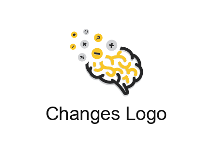 mathematics symbols from line art brain