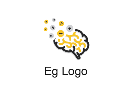 mathematics symbols from line art brain