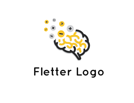 mathematics symbols from line art brain