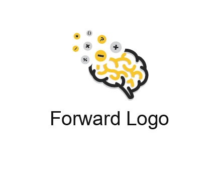 mathematics symbols from line art brain