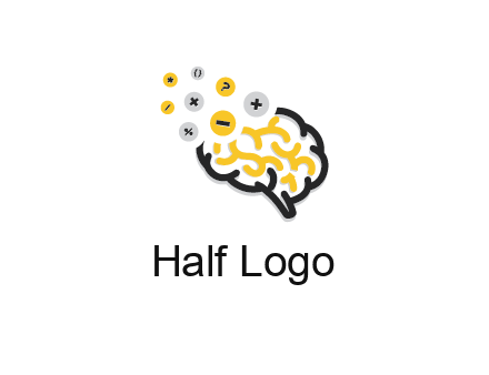 mathematics symbols from line art brain