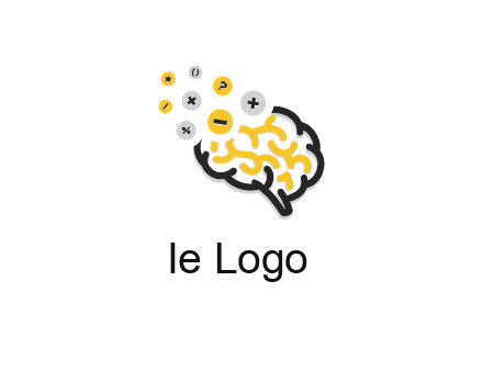 mathematics symbols from line art brain