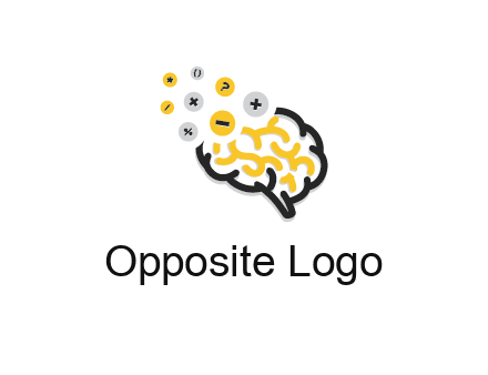 mathematics symbols from line art brain