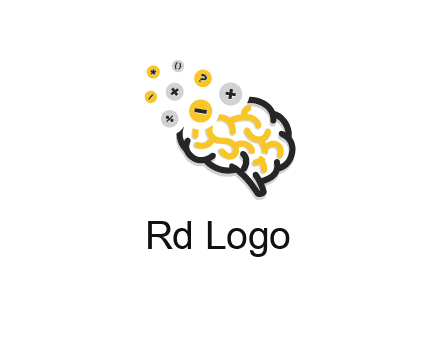 mathematics symbols from line art brain