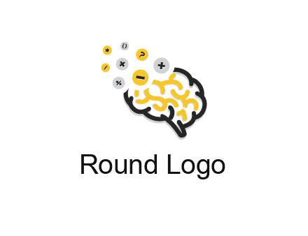 mathematics symbols from line art brain