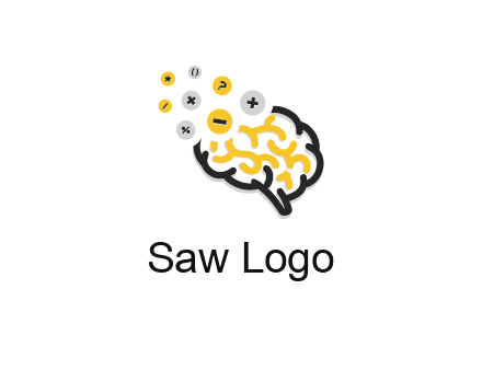 mathematics symbols from line art brain