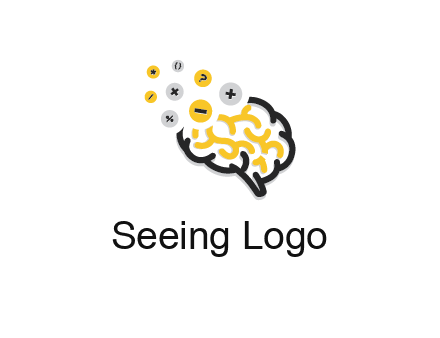 mathematics symbols from line art brain