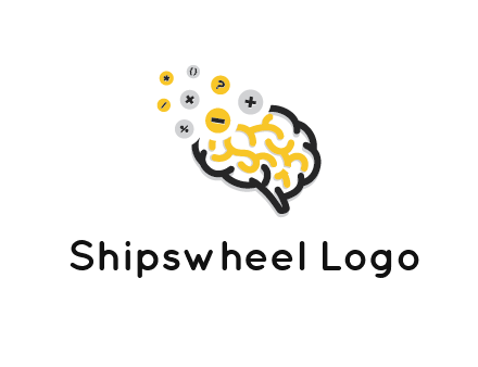 mathematics symbols from line art brain