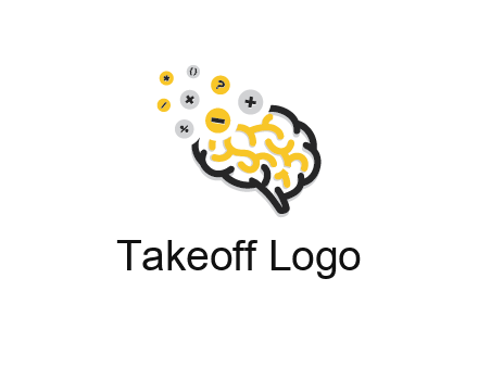 mathematics symbols from line art brain