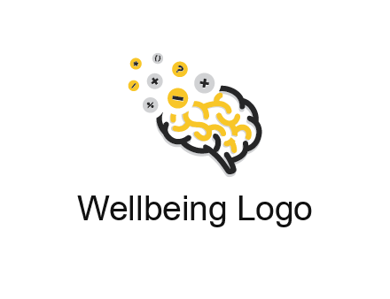 mathematics symbols from line art brain
