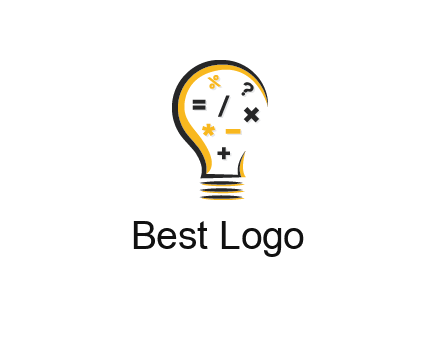 mathematics symbols in bulb