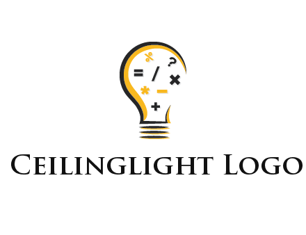 mathematics symbols in bulb