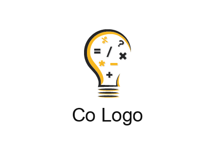 mathematics symbols in bulb