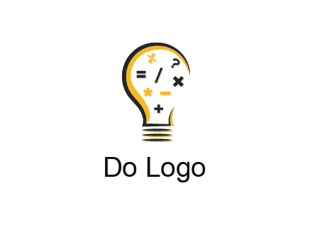 mathematics symbols in bulb