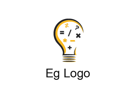 mathematics symbols in bulb