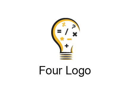 mathematics symbols in bulb