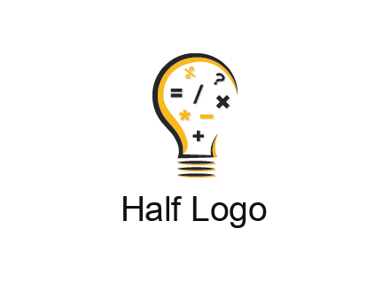 mathematics symbols in bulb
