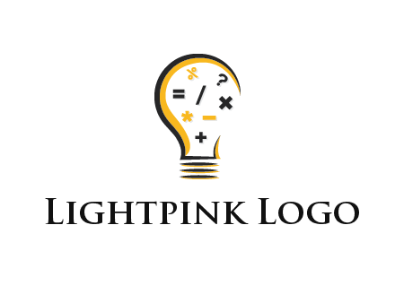 mathematics symbols in bulb