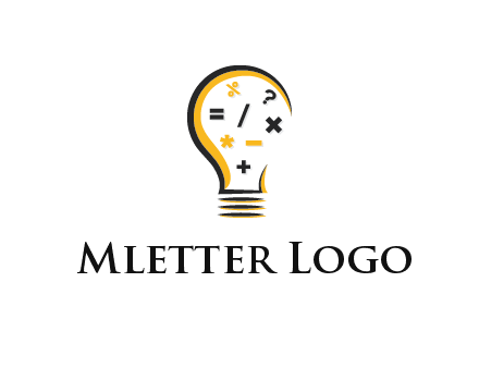mathematics symbols in bulb