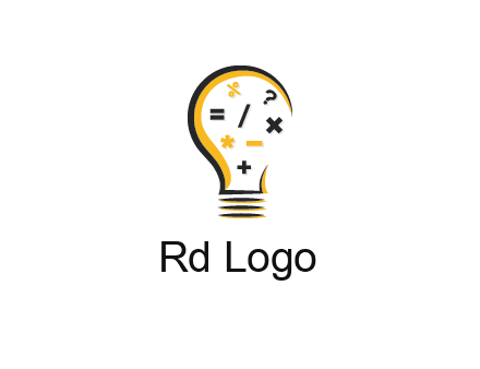 mathematics symbols in bulb