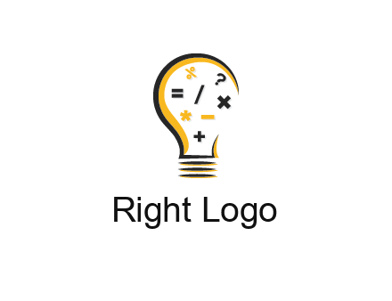 mathematics symbols in bulb