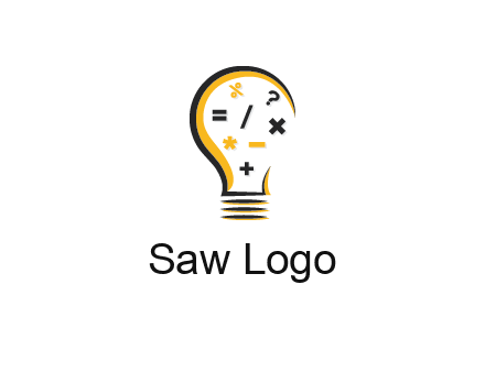 mathematics symbols in bulb