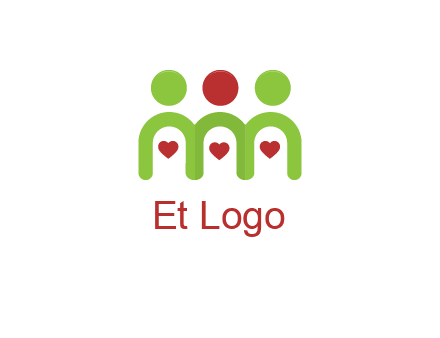 people with heart holding hands symbol