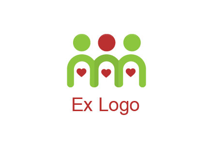 people with heart holding hands symbol