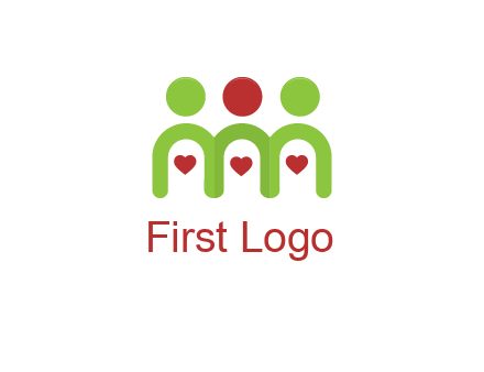 people with heart holding hands symbol