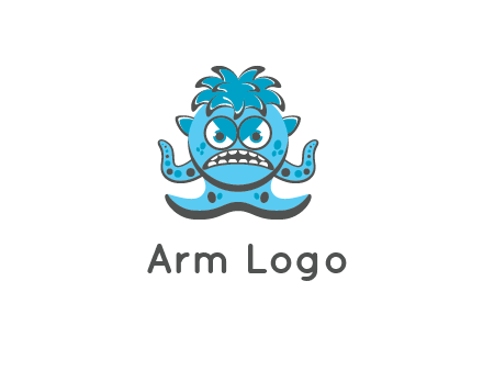 germ with tentacles and hair with angry face