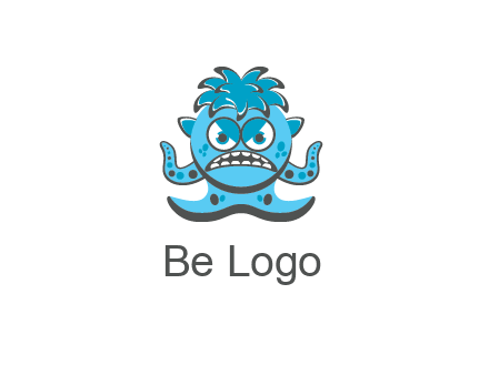 germ with tentacles and hair with angry face