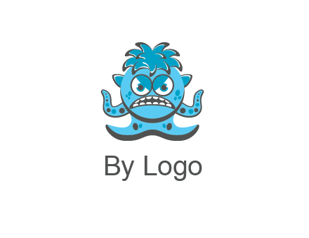 germ with tentacles and hair with angry face