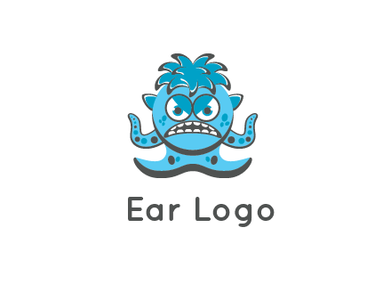 germ with tentacles and hair with angry face