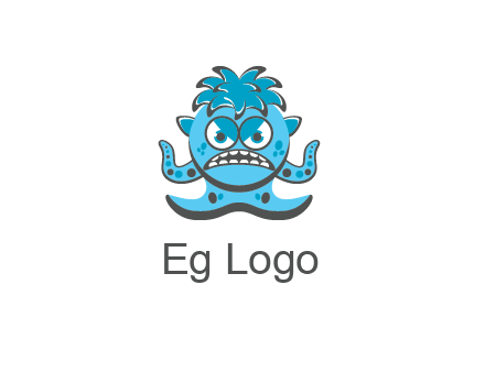 germ with tentacles and hair with angry face