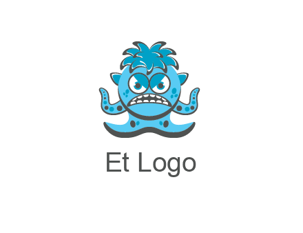 germ with tentacles and hair with angry face