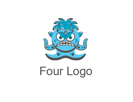 germ with tentacles and hair with angry face