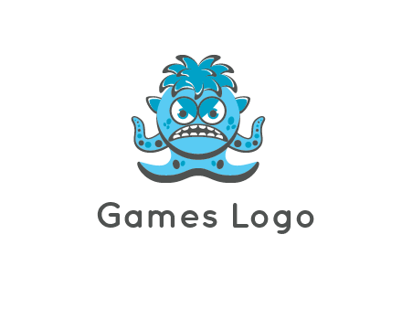 germ with tentacles and hair with angry face