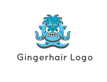 germ with tentacles and hair with angry face